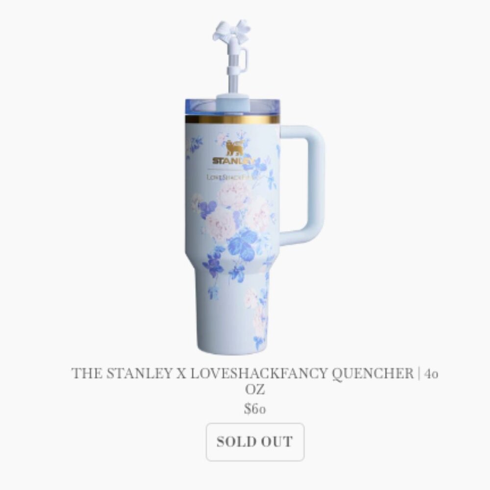 The Stanley x LoveShackFancy Quencher 40 oz Tumbler Everblooming Rosettes NIB - Picture 2 of 9